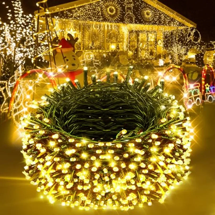 Christmas Lights 1000LED 98Feet Waterproof Outdoor Timer 8 Modes Twinkle Fairy Lights LED String Lights Indoor Christmas Tree L