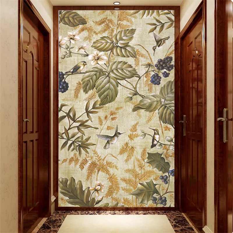 

Пользовательские 3d обои фотообои новые китайские чернила пейзаж цветок магнолии птица вход обои груша цветы ручная роспись обои