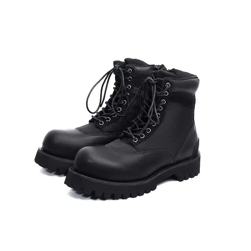 

Thick-soled Outdoor Desert Short Trendy Men's Hiking High-top Black British Tooling Boots