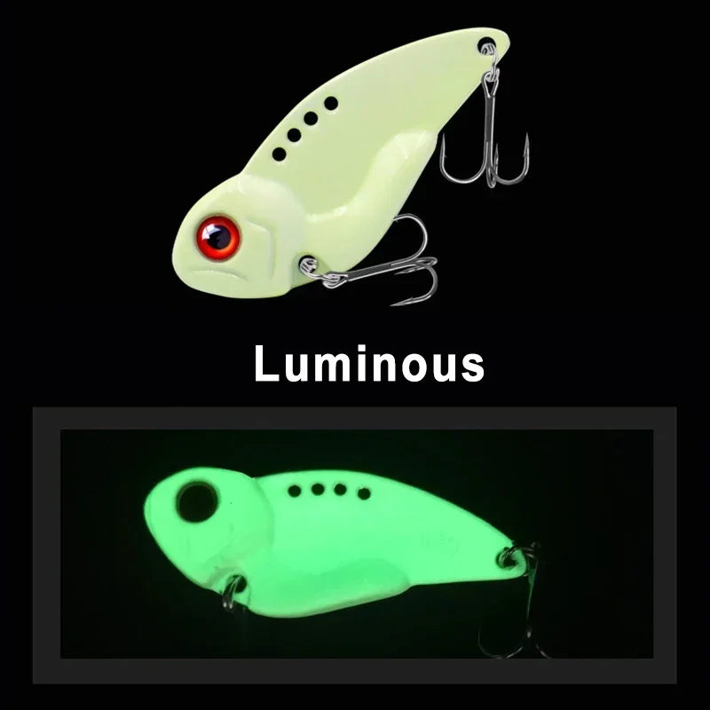 Metal Luminous VIB 7 10 12g Fishing Lure Mini Vibration Spoon Spinner Crankbait Bass Artificial Hard Bait Cicada Fishing Tackle