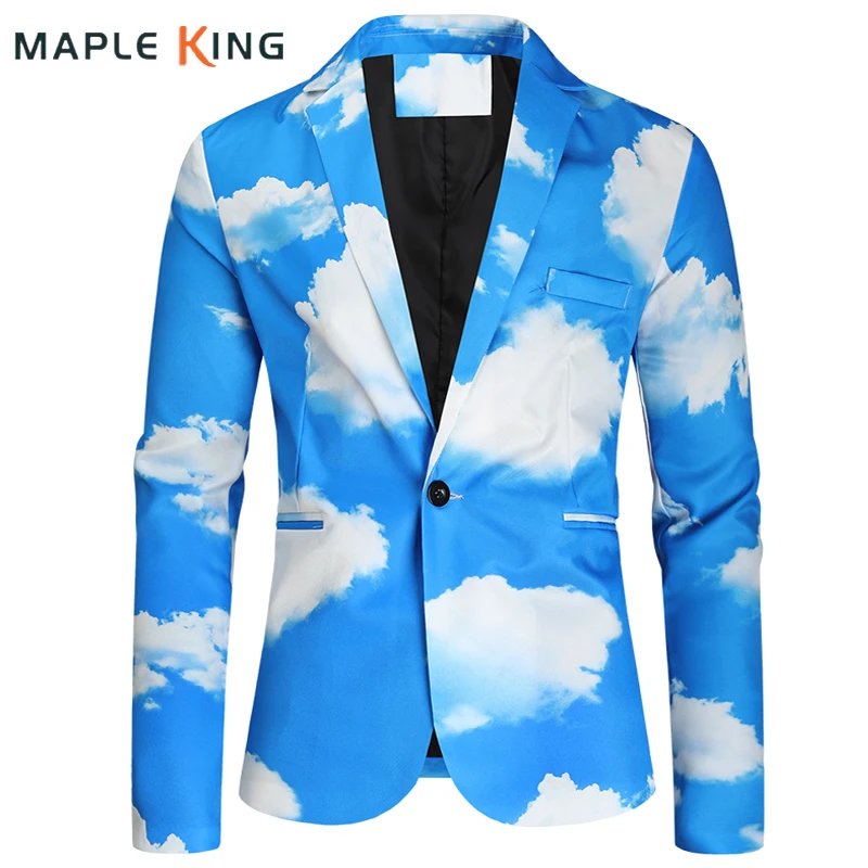 Mens Suit Jackets Sky Clouds 3D Printed Blasers Hombre 2023 Casual Business Party Wedding Dress Party Coat Men Blazer Homme 4XL