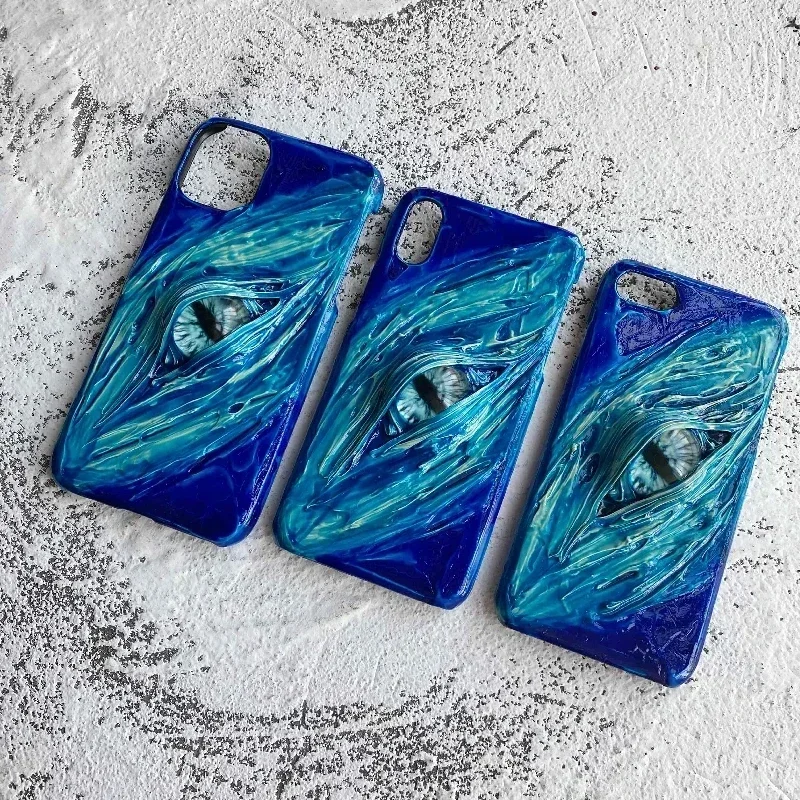 4022 Original Handmade Customized Phone Cases 3D Blue Cthulhu Eyes Horror Gothic Punk Dark Cthulhu Halloween Gift Phone Cases