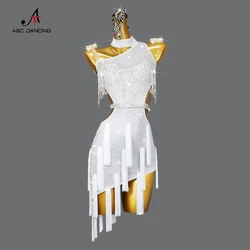 2026 Ballroom Dress Latin Dance Fringed Skirts Competition Womens Party Samba Clothing Girls Stage Outfits Evening Practice Wear