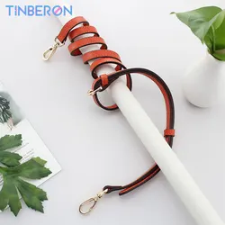 TINBERON-Correa de cuero genuino para bolso, accesorio de 107-130CM, ajustable, Diagonal, larga, Pin, hebilla, correas de hombro finas