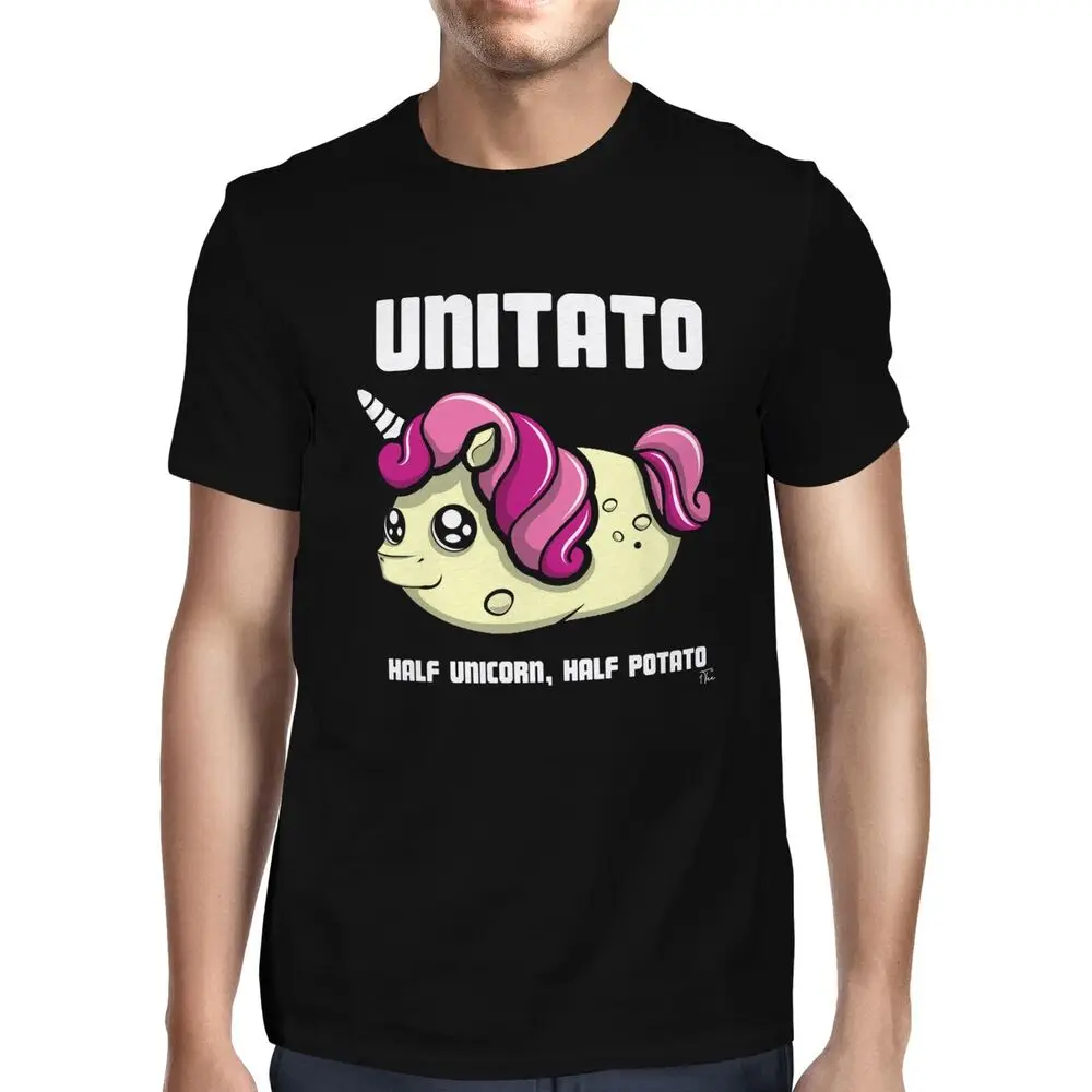 Mens Unitato Half Unicorn,  Potato T-ShirtUnisex Women's Summer Cotton Luxury Brand Retro Oversized vintage  oversized