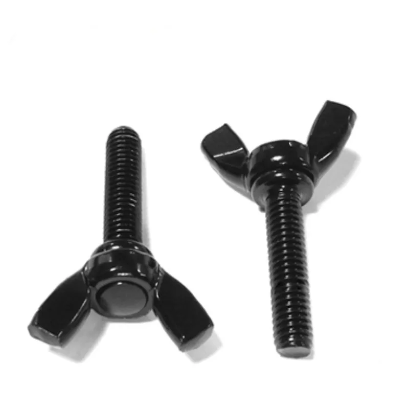 2/10pcs M4 M5 M6 M8 Black Butterfly Wing Bolt Thumb Screw steel with black