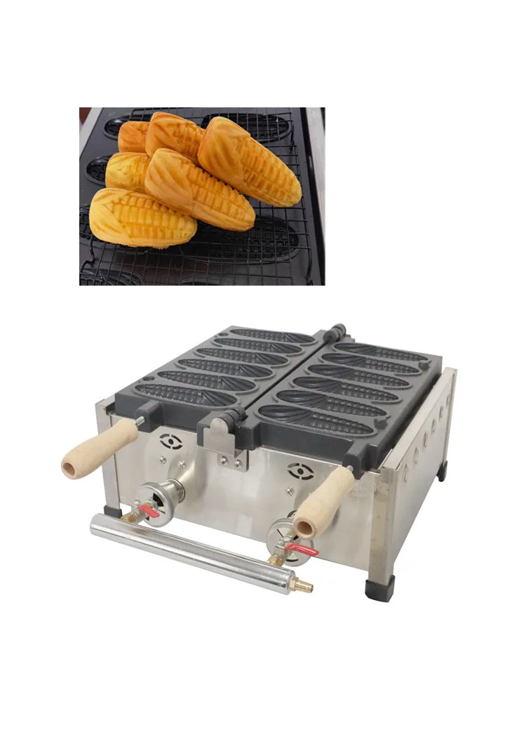 نوع الغاز التجاري 6 قطعة صانع الوافل هوت دوج الذرة/آلة متجر الوجبات الخفيفة على شكل الذرة لمطعم الوجبات السريعة