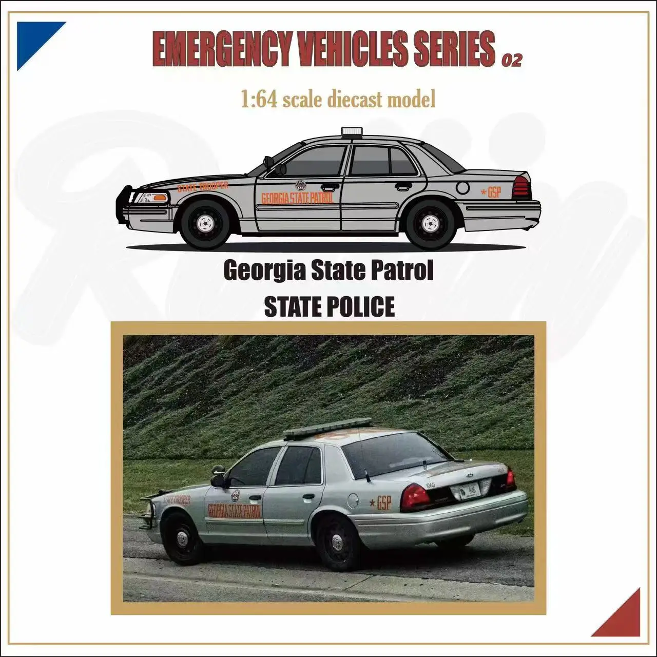 **Pre-order ** Rollin 1:64 Ford CV Victoria Crown Emergency Vehicle Police Car Limited Model Car