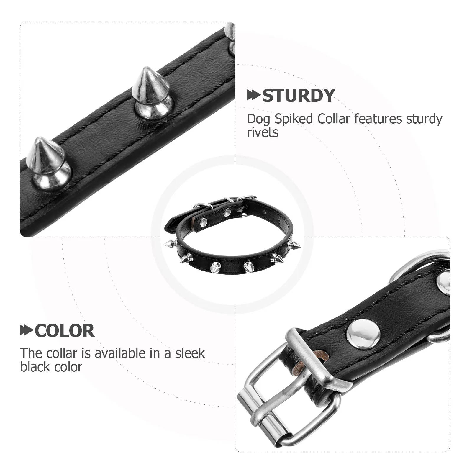 

Rivet Dog Collar Small Size Black Adjustable Durable Studded Collar Perfect for Cats Dogs Puppy Neck Decoration