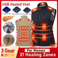 21 Area Heated Vest Electric Heated Jackets Women Winter USB Heated Vest Heated Coat Graphene Heat Coat Vest For Outdoor Camping