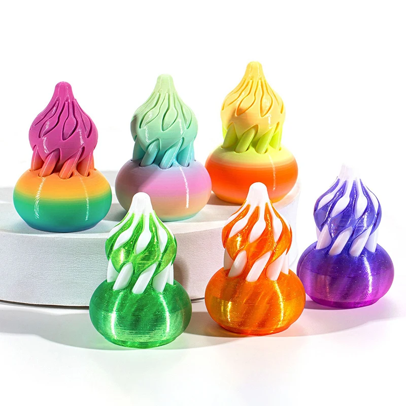 1PC PLA Passthrough Spiral Gourd Cone Figurine Stress Anxiety Relief Mini Props 3D Printed Spiral Gourd Toy Fingertip Ornaments