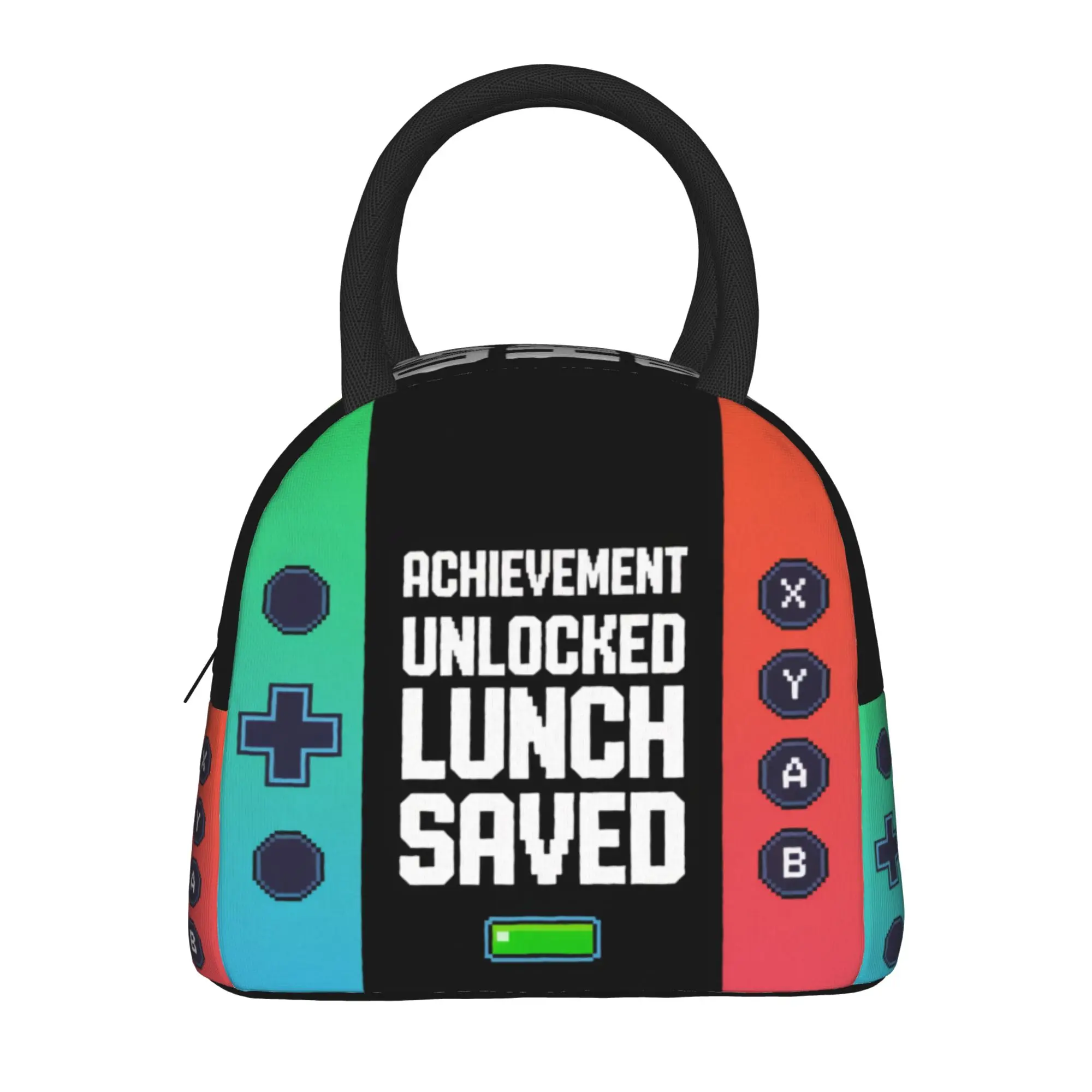 

Gamer Insulated Lunch Box for Boys Video Game Theme Lunch Bag for School Kids Large Capacity Thermal Cooler Tote Meal Carrier