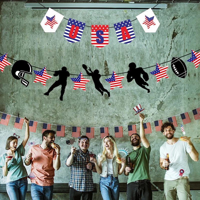 

USA Football Themed Independence Day Banner Patriotic Anniversary Thanksgiving Party Decorations