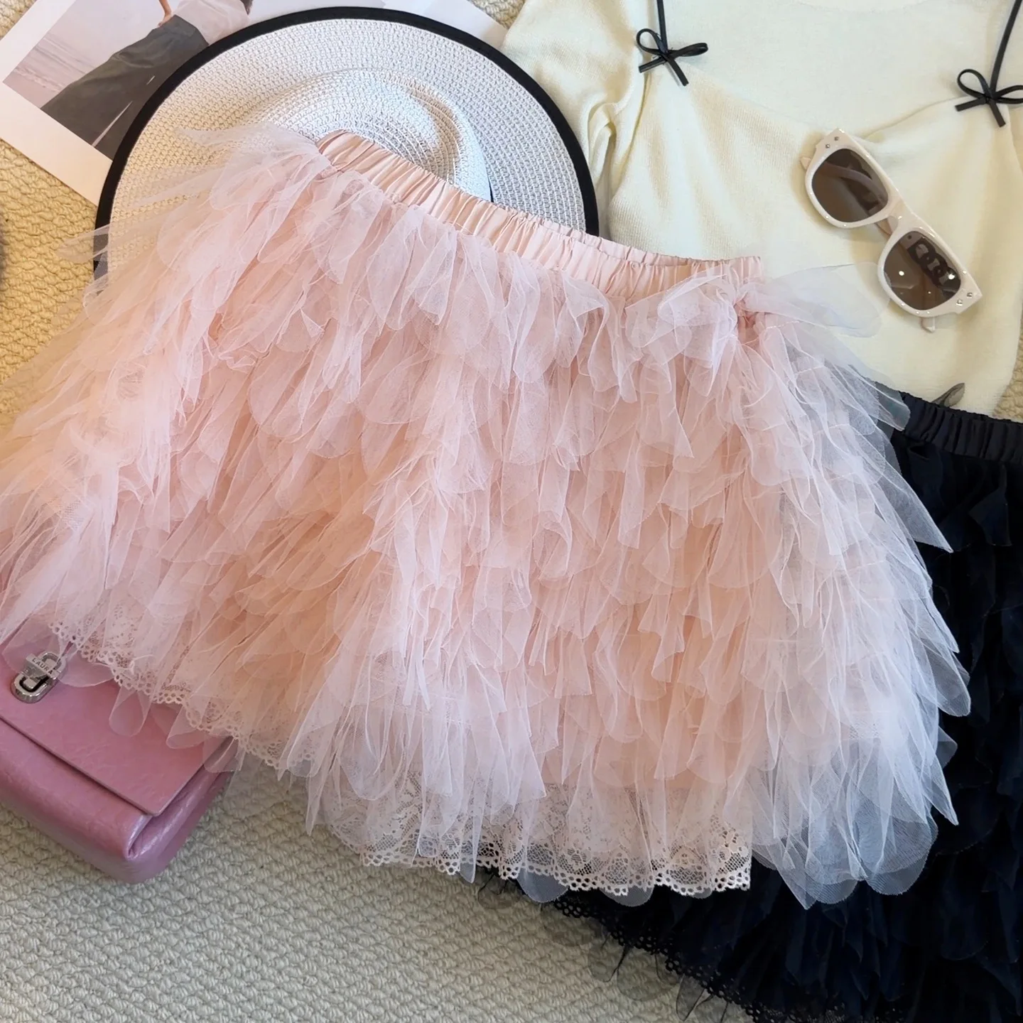 

2026 Women Summer Sexy Mini Skirts High Waist A-Line Mesh Party Skirts Faldas Femme Streetwear