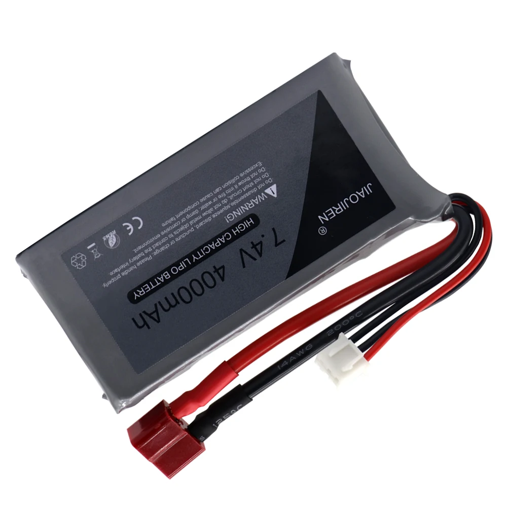 7.4V 4000mAh RC LiPo แบตเตอรี่และชุดชาร์จสําหรับ Wltoys 12428 12423 RC รถ feiyue 03 Q39 อะไหล่ 2 S 7.4V ความจุสูงรถแบตเตอรี่