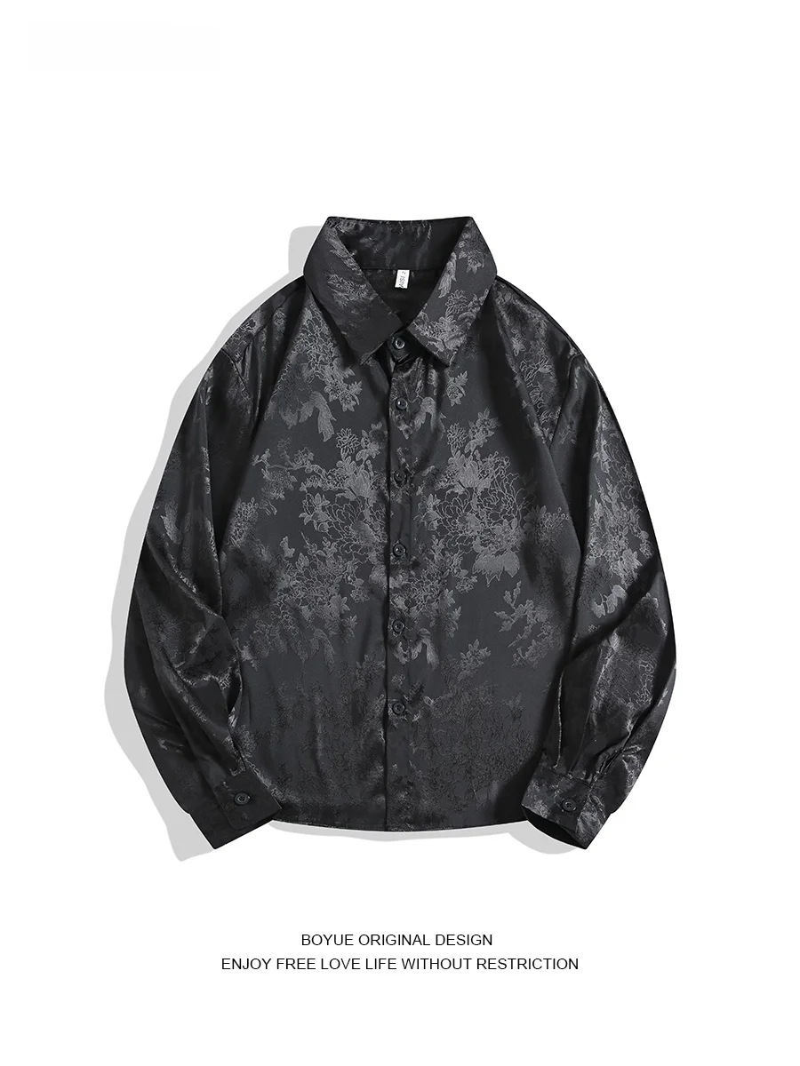 

Boyue Ice Silk irt Women's Ele Floral Print Long Sve Casual Spring Faionable Youthful Loose Fit Classic Collar