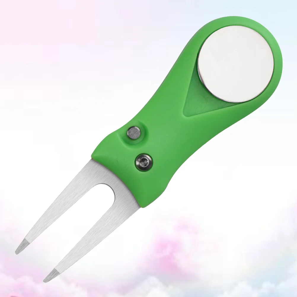 ABS البلاستيك مقبض ديفت أداة الفولاذ المقاوم للصدأ للطي شوكة جولف الأخضر إصلاح التدريب هدية Divot أداة شوكة