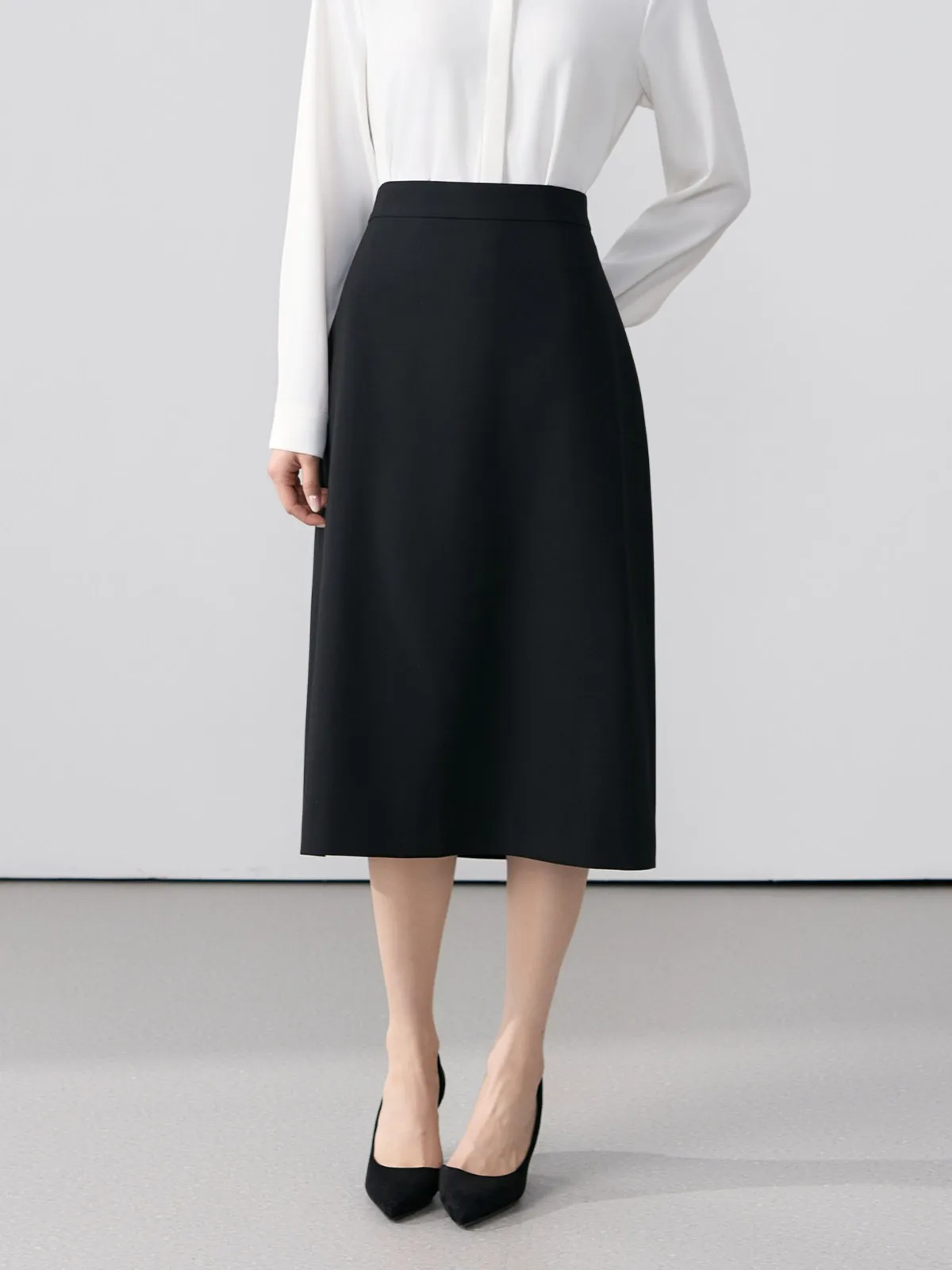 

Женская черная юбка миди Berd Miss для офиса, летняя, для собеседований, деловая, драпированная, средней длины, А-силуэт