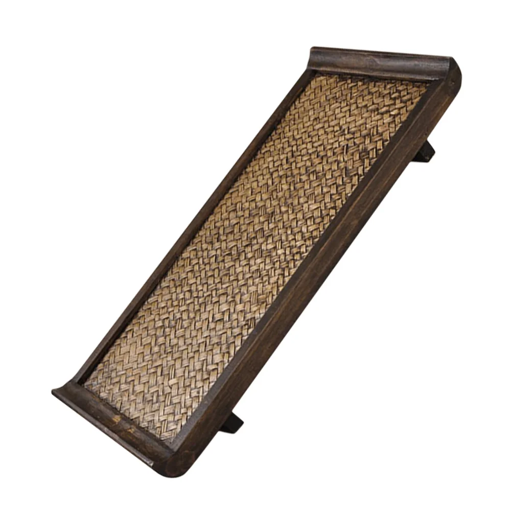 

Wood Rattan Rectangular Tea Serving Tray Stable Snack Food Bread Plate Household Kitchen Restaurant Coffee Table Serving Tray