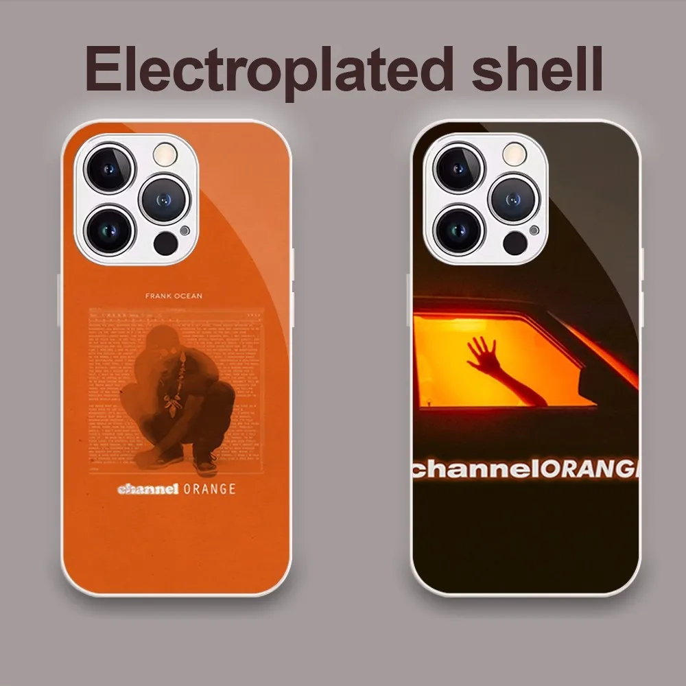 Channel Orange F-Frank O-Ocean  Phone Case For iPhone 11 12 13 14 Plus Pro Max Mini Metal Painted Glass Fashion Antio-Drop Shell