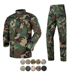 Outdoor Tactical Uniform Woodland Camouflage Combat Airsoft  Jacket + Pants Paintball Clothes