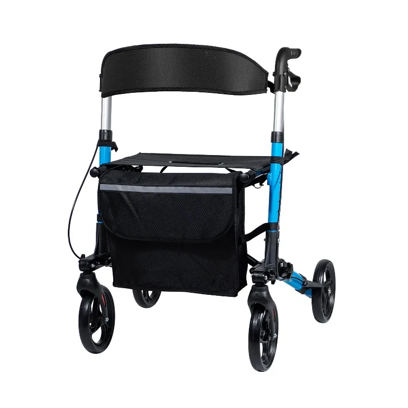 

Outdoor Aluminum Alloy Grocery Shopping Rollator for The Elderly Multi-functional Four-wheel Shopping Pusher