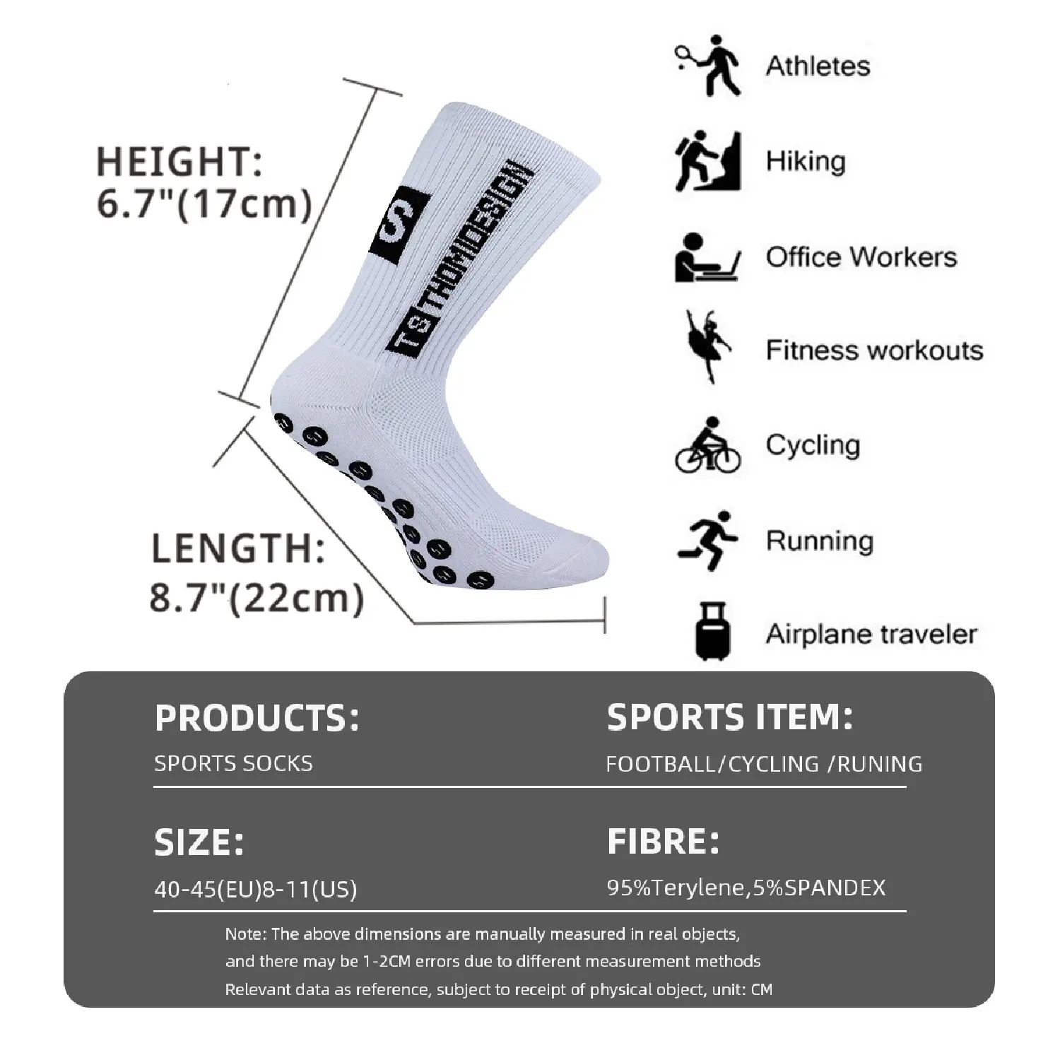 Non Slip Football Socks Men\'s Grip Running Cycling Hiking Sports Socks Wear-resistant Silicone Bottom Soccer Socks