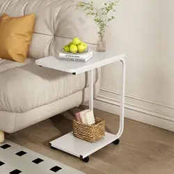 Side table, small coffee table, movable living room, sofa, side corners, pulleys, mini tea table, End Tables, bedside table