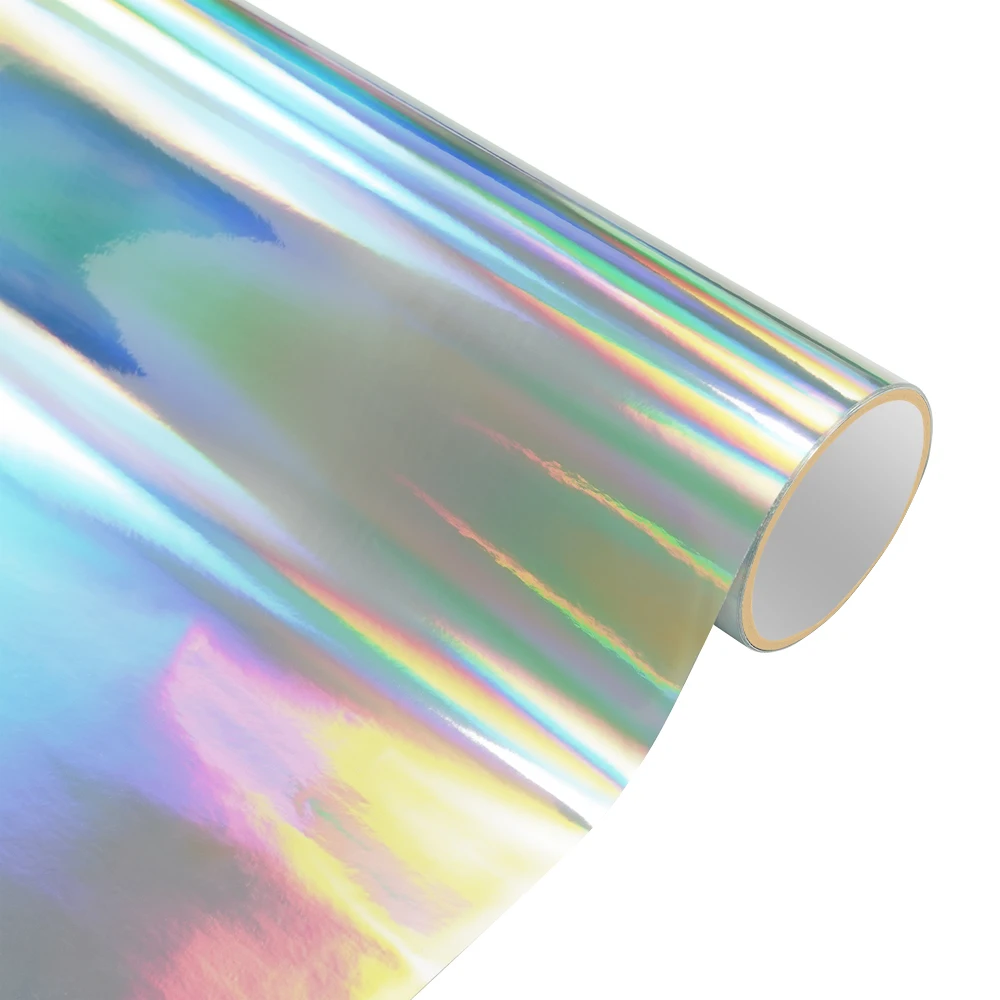 Holographic Rainbow Silver Electroplating Vinyl Wrap, Air Release Iridescent Color Change Car Sticker, Waterproof Wrapping Film