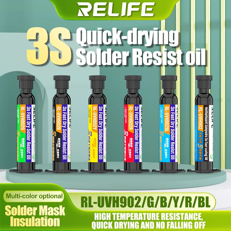 RELIFE RL-UVH902 aceite de curado UV para placa base de teléfono móvil cable de salto 3 segundos de secado rápido máscara de soldadura de curado flujo de soldadura