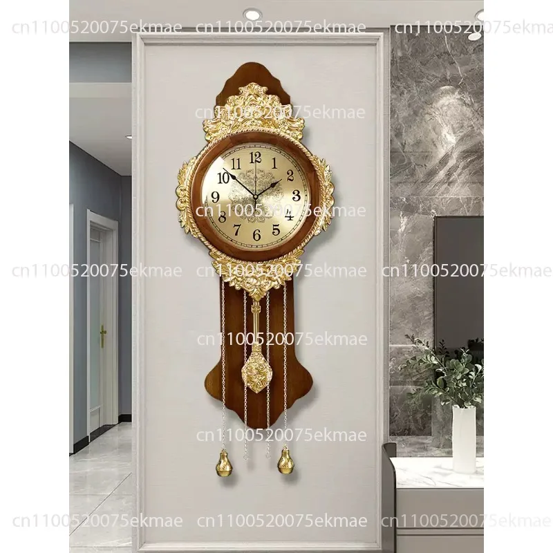 Brass Wall Clock, Living Room Decorative Clock, Stately Wall Clock, Wall-Mounted Clock