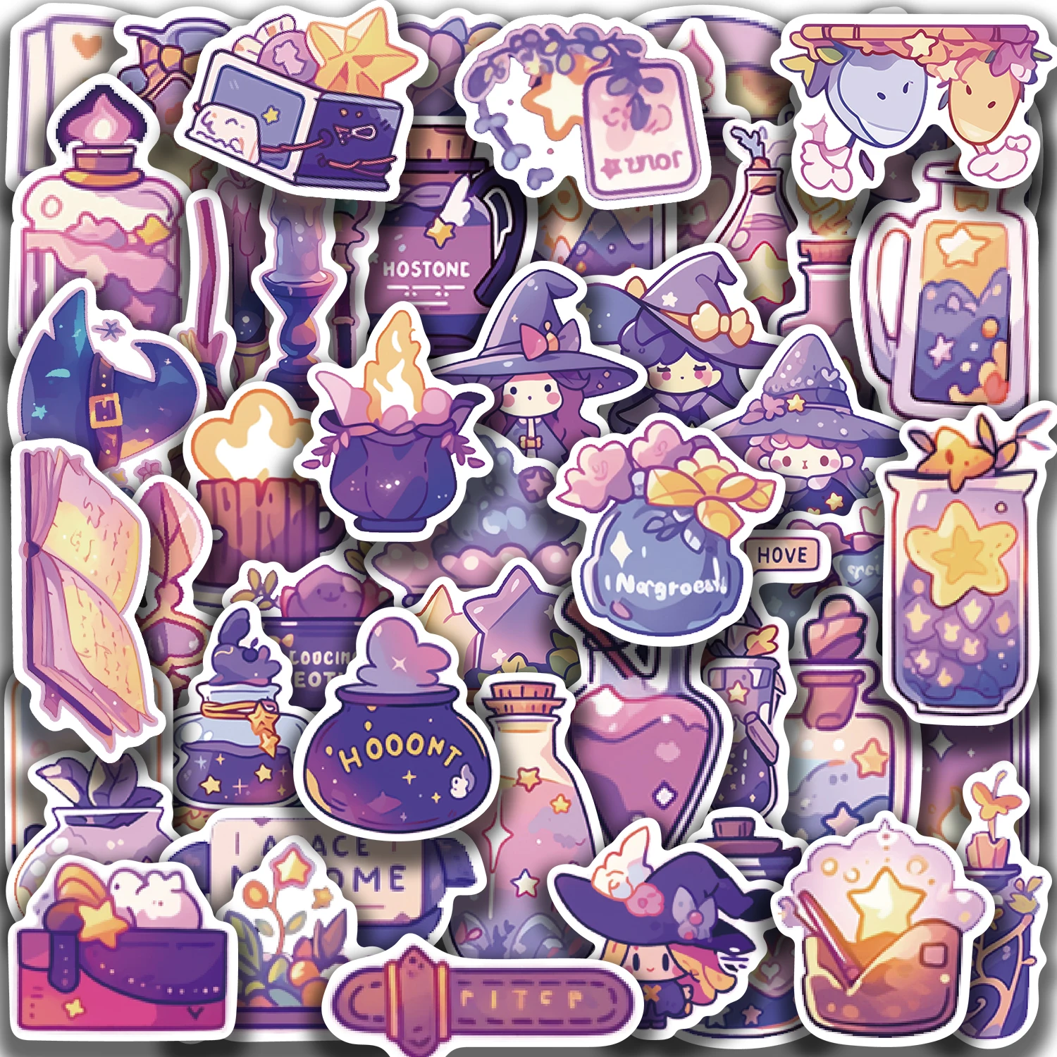 50pcs Magic Potion Stickers Graffiti Decoration Stickers For Water Bottle Car Cup Computer Guitar Bike Motorcycle Helmet Luggage