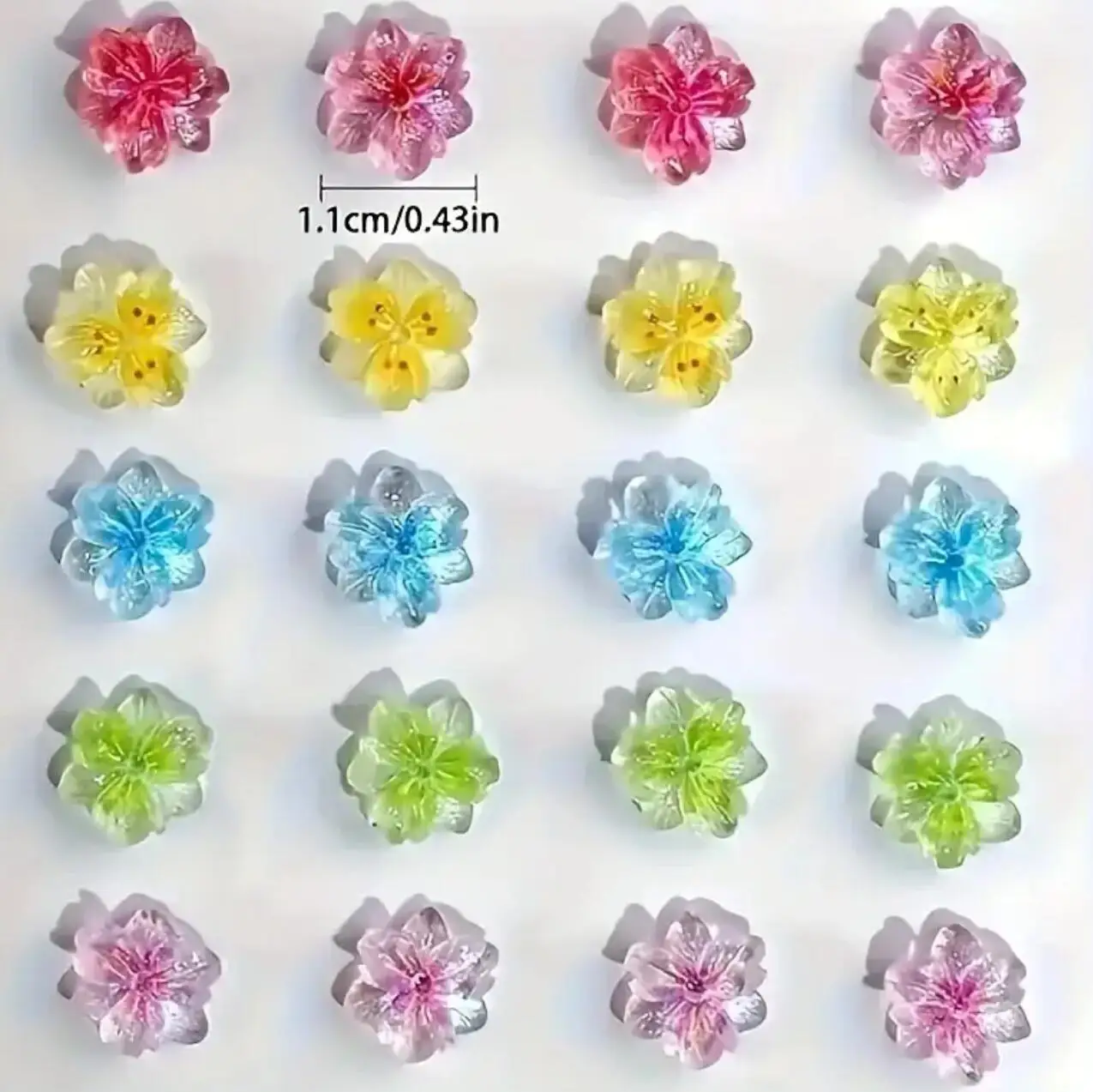 50/100 pz 3D Fiore di Ghiaccio Pendenti E Ciondoli Per Unghie Colorato Traslucido 5 Petalo Fiore Fascino Del Chiodo Gradiente Fiore di Ciliegio Decorazione Del Fiore FAI DA TE