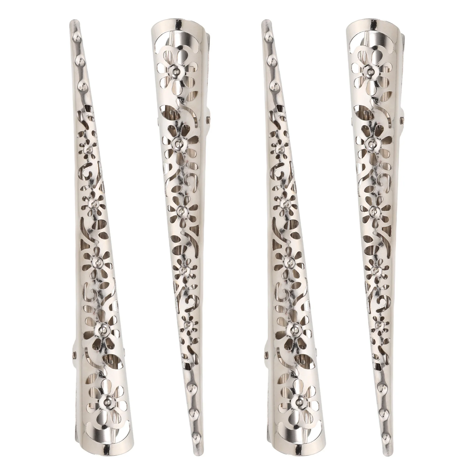 4 pièces épingle à cheveux pince sans dents 110mm argent creux fleur coeur femmes filles cheveux accessoires style Barrette