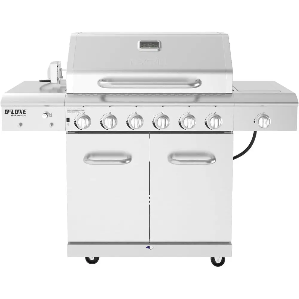 

Газовый гриль Deluxe на 6 конфорок с боковой конфоркой для жарки Ceic, из нержавеющей стали, с комплектом для ротиссери, мощность 60 000 Вт, гриль для барбекю Perec