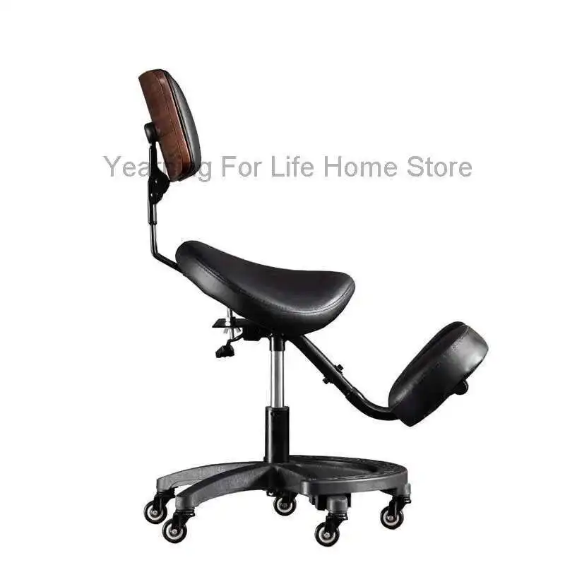 

Office Ergonomic Saddle Stool Kneeling Chair With Back Support Heavy Duty Adjustable Rolling Kneel Chair for Dental Saloon Spa