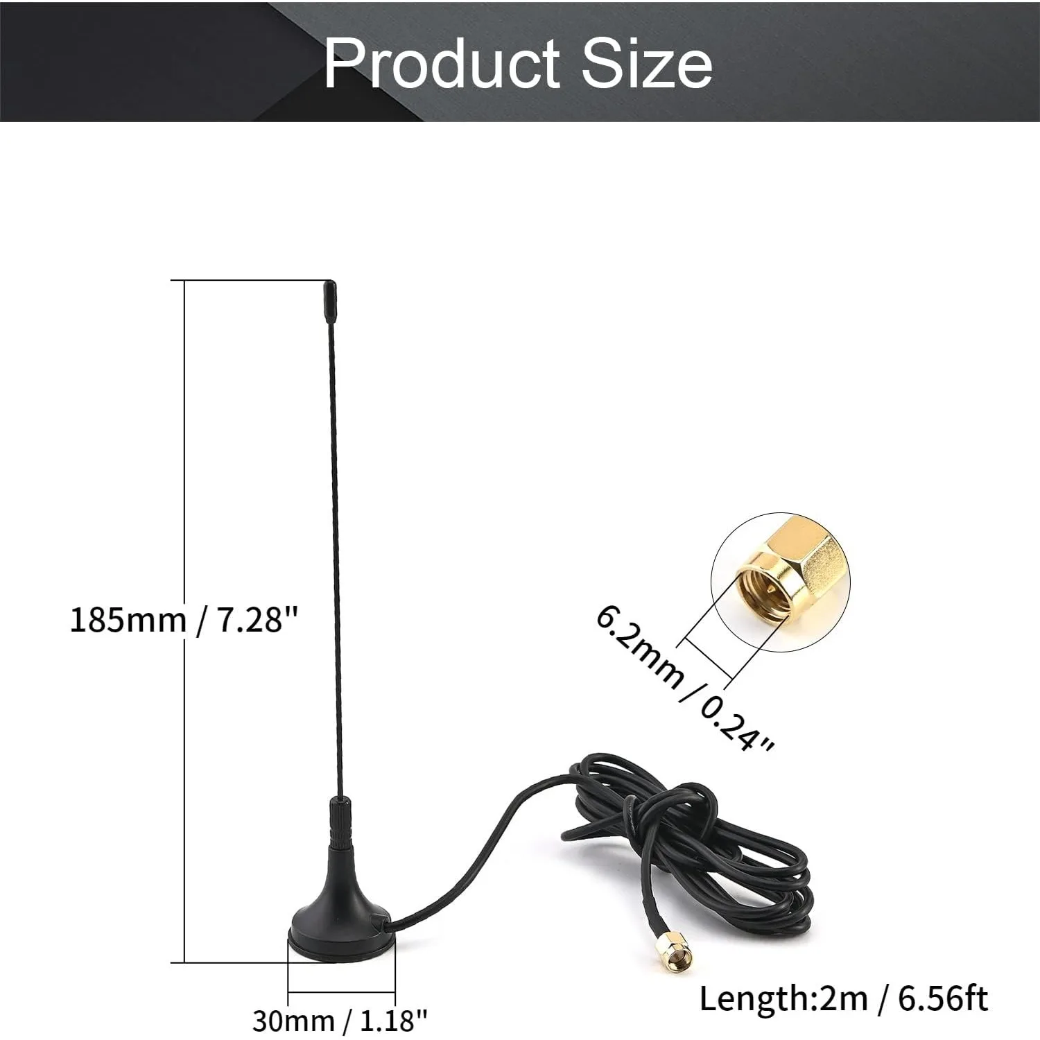 433MHz Omnidirectional Small Suction Cup Antenna RG174 3m 5DB SMA Male Connector for Meter Reading and Data Transmission Module