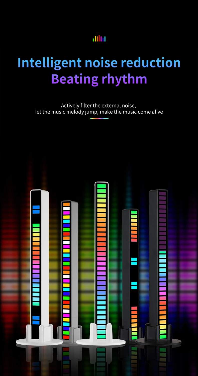 RGB Voice Control Synchronous Rhythm Light Internet Popular Colorful Music Ambient Light Car Desktop Induction Creative Led Pick
