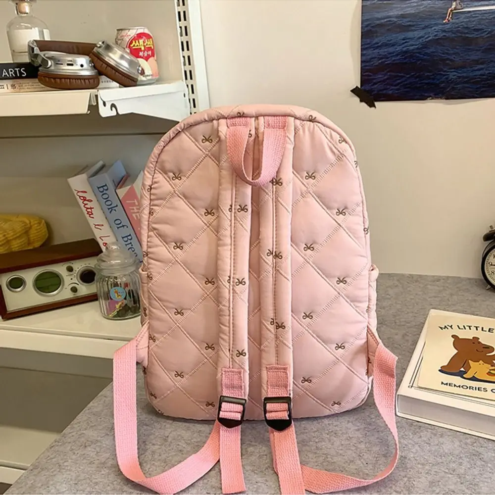 

Preppy Style Embroidered Bow Backpack Bownot Lightweight Nylon Backpack Korean Style Embroidery Students School Bag Outdoor