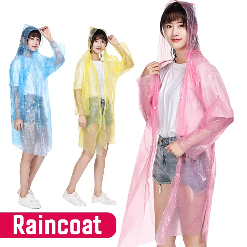 Disposable Rain Ponchos Raincoat with Hood Adults Emergency Waterproof Raincoat for Camping Hiking Sport Outdoors