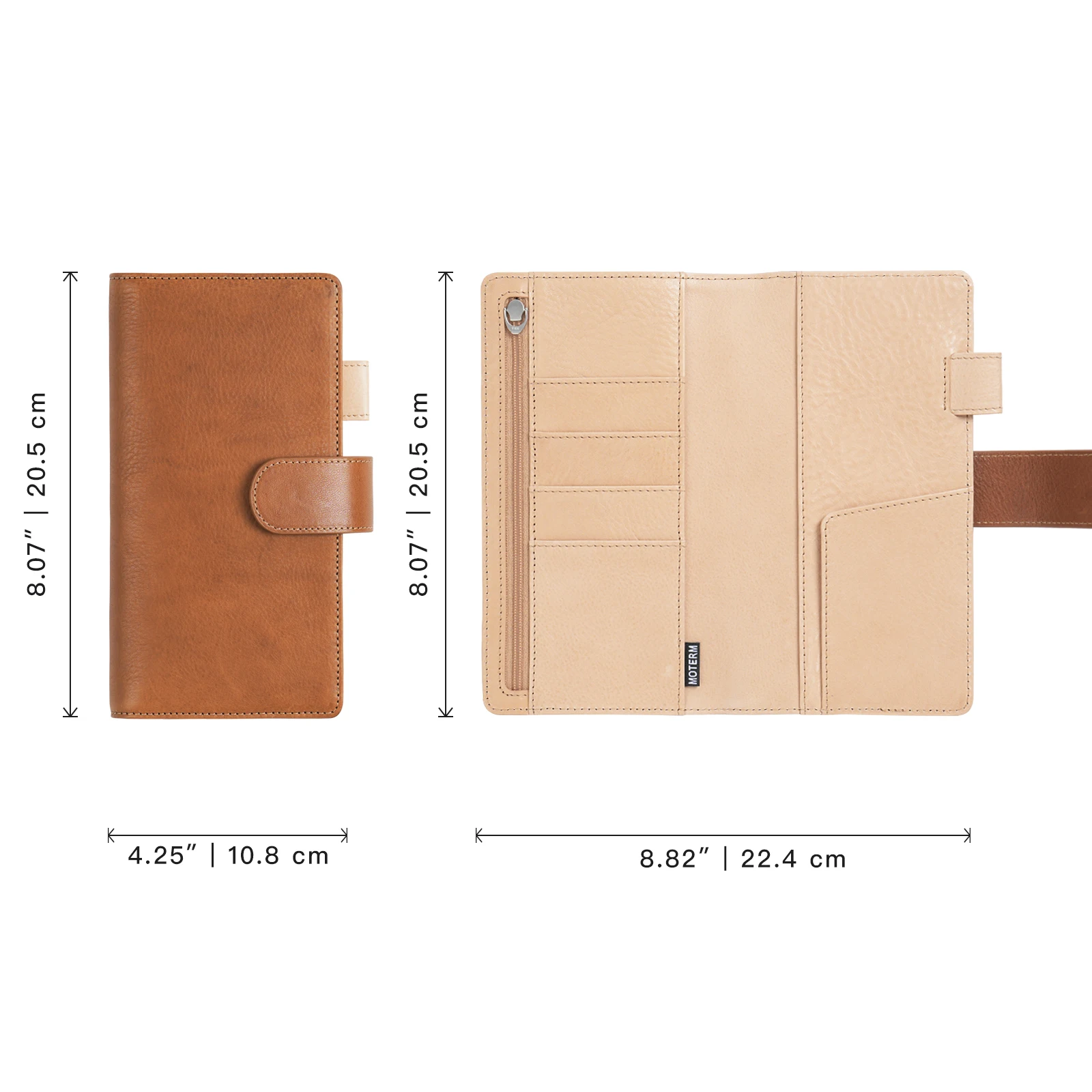 Moterm Weeks Elite Planner Cover for Hobonichi Weeks/ 대형 포켓 오거나이저가 없는 메가 베지터블 태닝 가죽 노트북