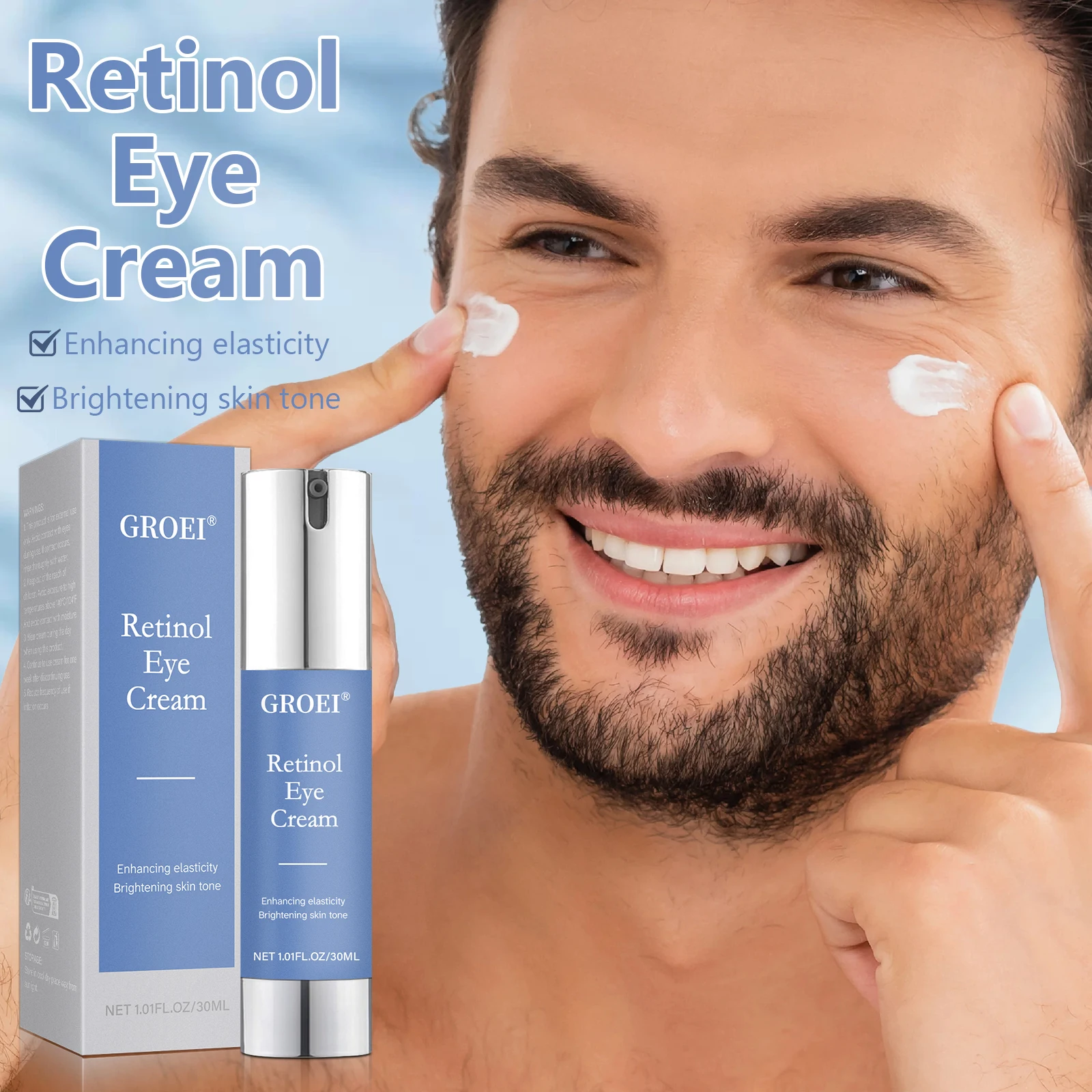 

30 мл для всех типов кожи Крем для глаз с ретинолом GROEI, уменьшение темных кругов, глубокое увлажнение и осветление кожи