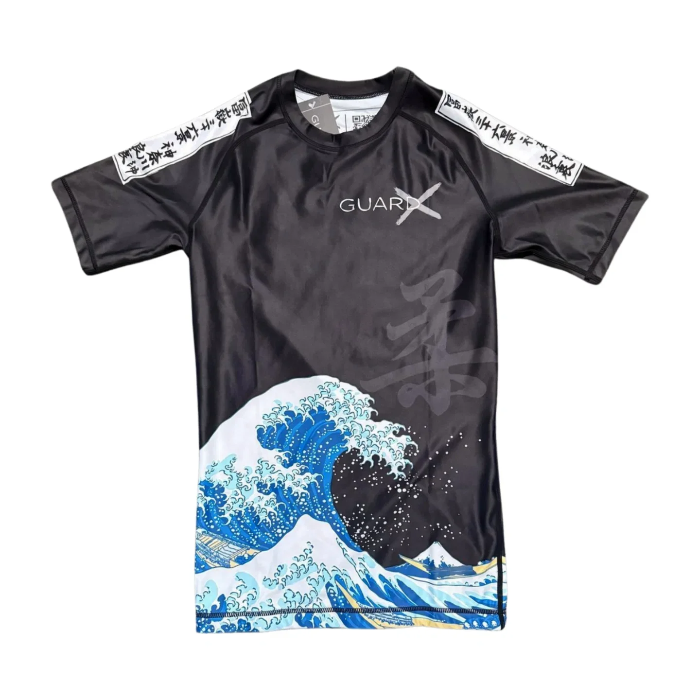 Japan Ukiyo-e Ocean Wave Brazilian Jiu Jitsu Rashguard & Fight Shorts Set (Short Sleeve) Summer Men's Quick-drying T-Shirt Set