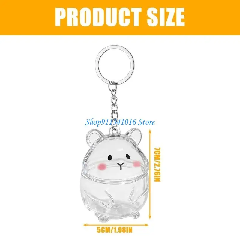 حقيبة تخزين صغيرة لسلسلة مفاتيح من الفرو الشفاف لذكريات الحيوانات الصغيرة