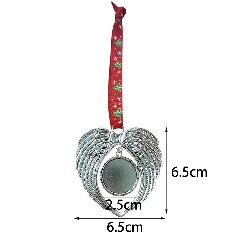 Colgantes en forma de ala de Ángel, 5 piezas, adornos para árbol de Navidad, colgante DIY en forma de corazón, Plata