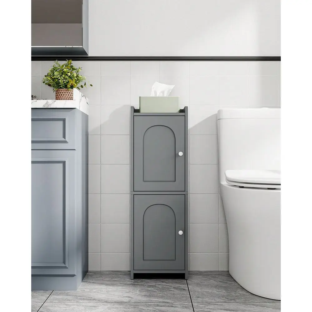 

Bathroom Storage Cabinet, Corner Floor Cabinet With 2 Doors And Adjustable Shelf, Narrow Toilet Paper Cabinet, Bathroom Organiz