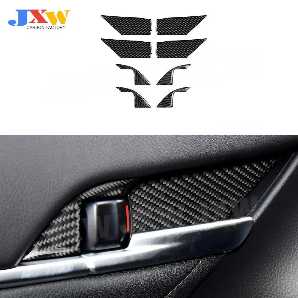 

Carbon Fiber Car Door Inner Handles Bowl Decorative Frame Trim Cover Stickers For Toyota Camry 2018 2019 Interior Accessories