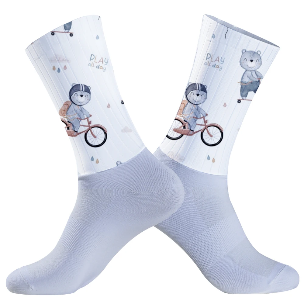 Chaussettes de sport de rue coordonnantes pour hommes et femmes, chaussettes de compression de vélo professionnelles, chaussettes de cyclisme de course