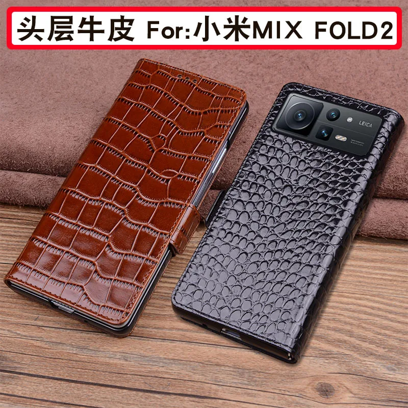 

New Luxury Genuine Leather Wallet Business Phone Case For Xiaomi Mix Flod2 Flod 2 Magicv Credit Card Money Slot Cover Holster