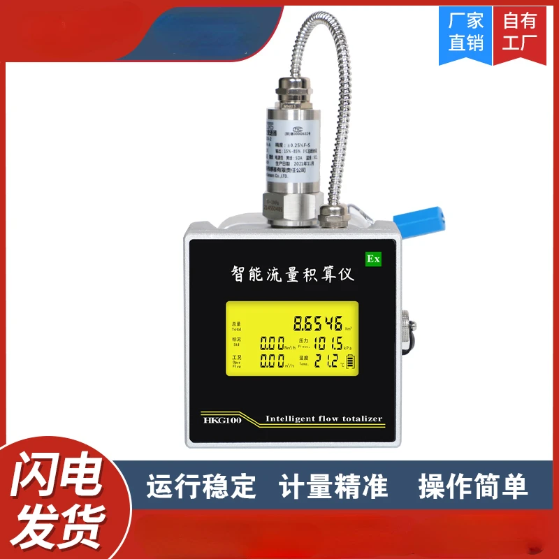 Gas Waist Wheel Flowmeter Electronic Volume Totalizer Temperature and Pressure Compensation 485 Communication Pulse Output